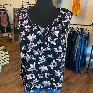 Black and pink floral top